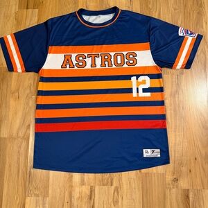 Astros Junior League Baseball Jersey Adult XL Zorro Montana Mike's Steakhouse ￼